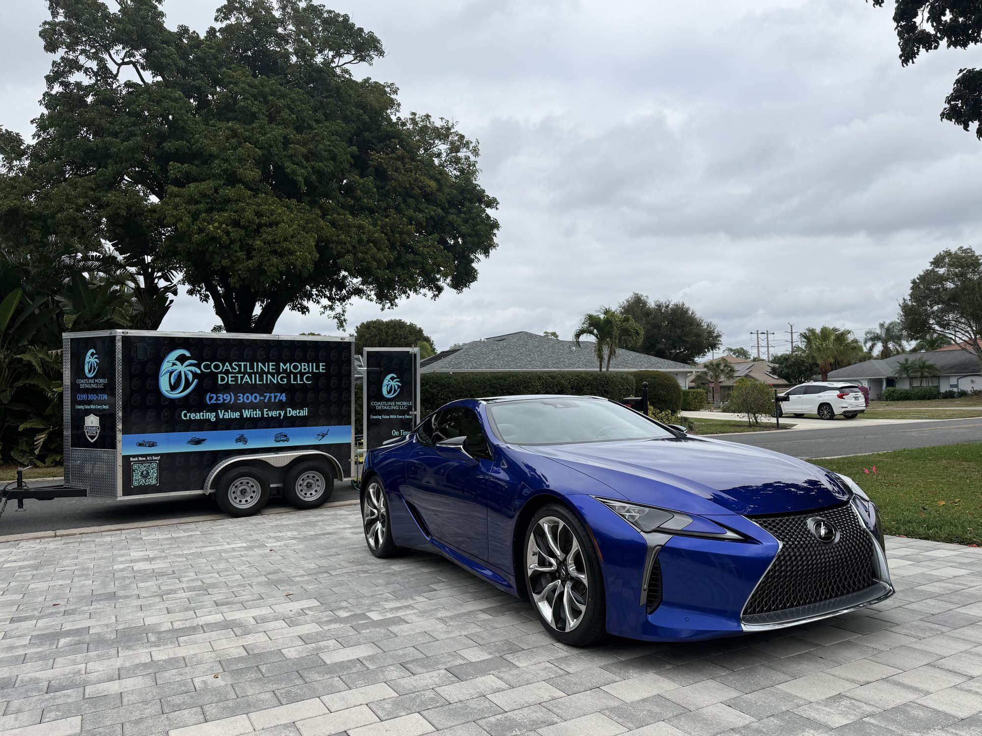 Blue Lexus LC 500 with a mirror finish after paint correction